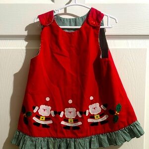 12 months cotton red and green Santa dress. Worn once for a picture.